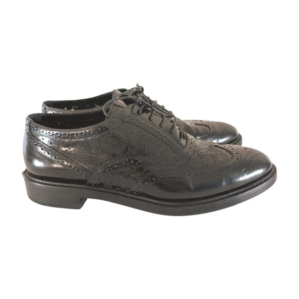 Burberry Gennie Black Leather Wingtip Brogue Oxfords Dress Shoes Women SZ 39 IOB - Picture 5 of 12